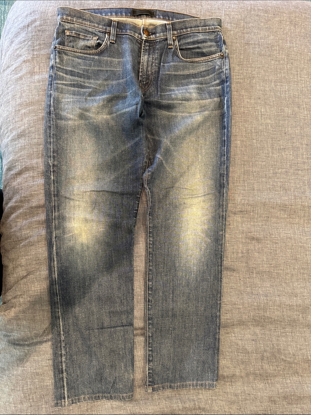 J Brand Cole Men's Blue Washed Straight-Leg Jeans